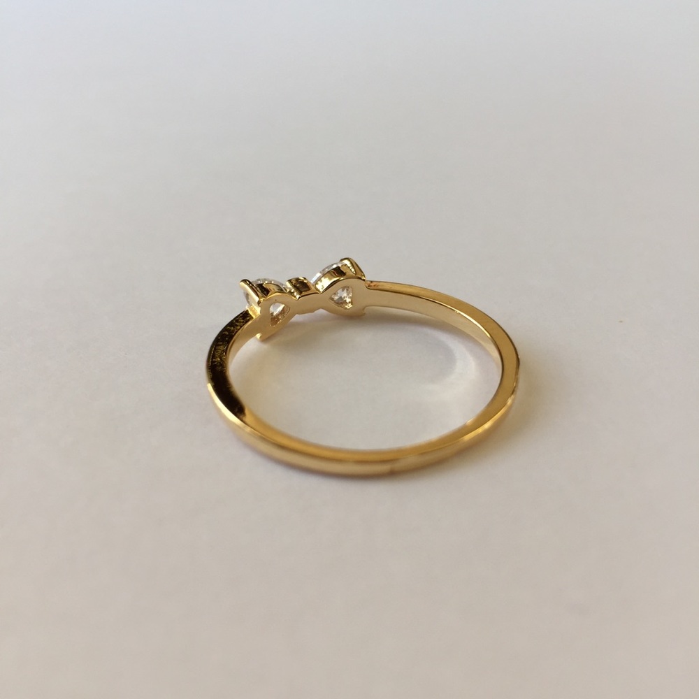 Delicate Gold Diamond CZ Bow Ring Layering Jewelry - Picture 5 of 5